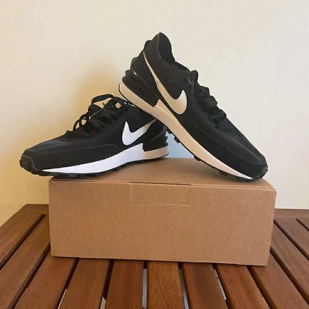 Nike Waffle One mesh sneakers Black Women size 6.5(DC2533-001)